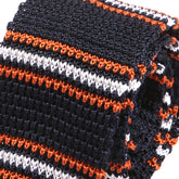 Navy Blue And Orange Striped IV Silk Knitted Tie - Tie Doctor